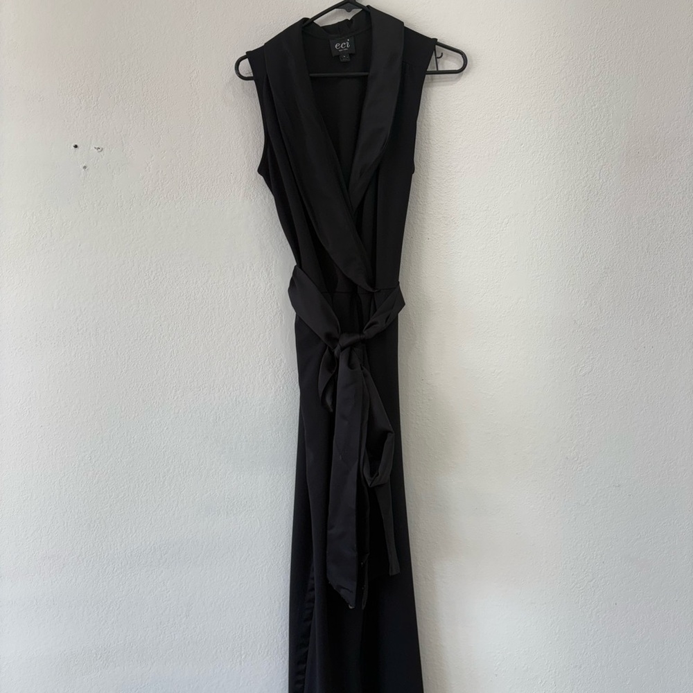 ECI Black Sleeveless Tie Dress